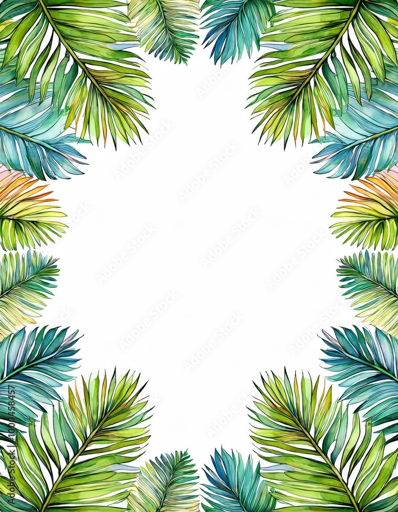 Tropical palm leaves frame Tropical palm leaves frame
