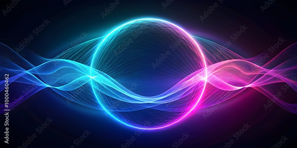 hypnotic neon sphere with dynamic swirling waves and digital glow hypnotic neon sphere with dynamic swirling waves and digital glow