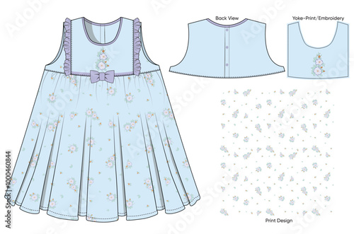 Girls dress with floral print 