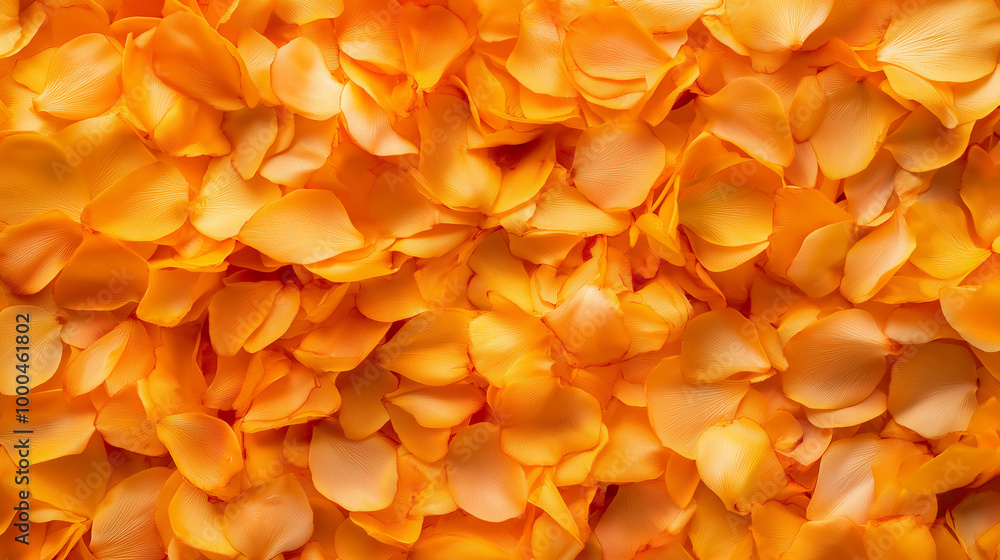 a close-up, top-down view of scattered osmanthus petals across the entire frame, showcasing their vivid orange-yellow hue and soft, velvety texture a close-up, top-down view of scattered osmanthus petals across the entire frame, showcasing their vivid orange-yellow hue and soft, velvety texture