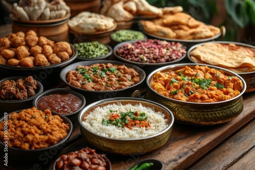 Variety of culinary delights. Teasty food in a salad bar at a restaurant. Selective focus