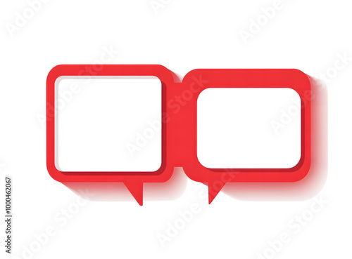 Red Speech Bubble Outline on White Background