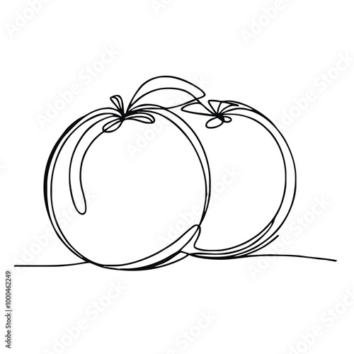 Orange. Icon. Vector drawing. One-line drawing. A simple drawing depicting a continuous line of a item orange.