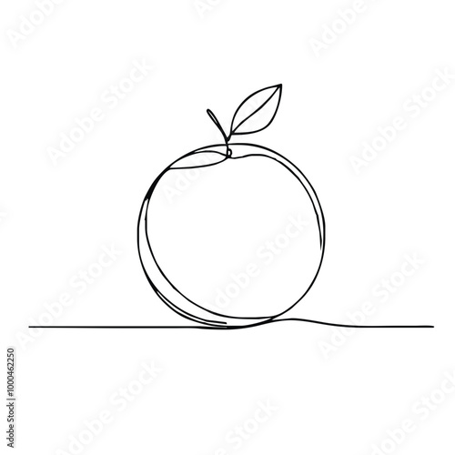 Orange. Icon. Vector drawing. One-line drawing. A simple drawing depicting a continuous line of a item orange.