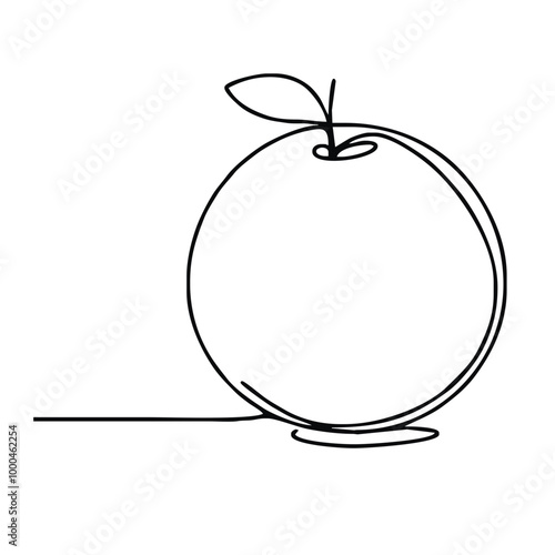 Orange. Icon. Vector drawing. One-line drawing. A simple drawing depicting a continuous line of a item orange.