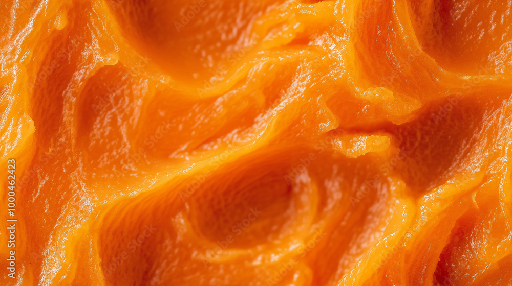 a close-up, top-down view of pumpkin jam spread across the entire frame, filling the image with its bright orange color and smooth texture a close-up, top-down view of pumpkin jam spread across the entire frame, filling the image with its bright orange color and smooth texture