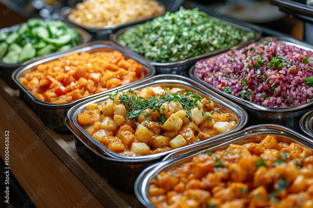Variety of culinary delights. Teasty food in a salad bar at a restaurant. Selective focus Variety of culinary delights. Teasty food in a salad bar at a restaurant. Selective focus