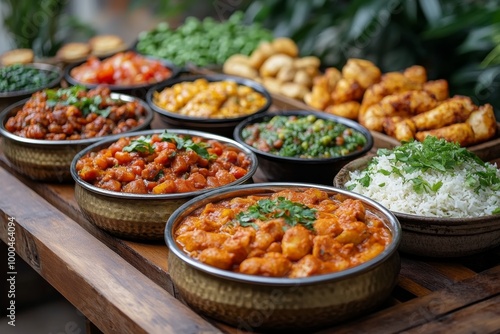 Variety of culinary delights. Teasty food in a salad bar at a restaurant. Selective focus