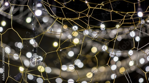 Electric Network Up Close: High-Contrast Abstract View of Components with Flying Sparks, Dark Background photo