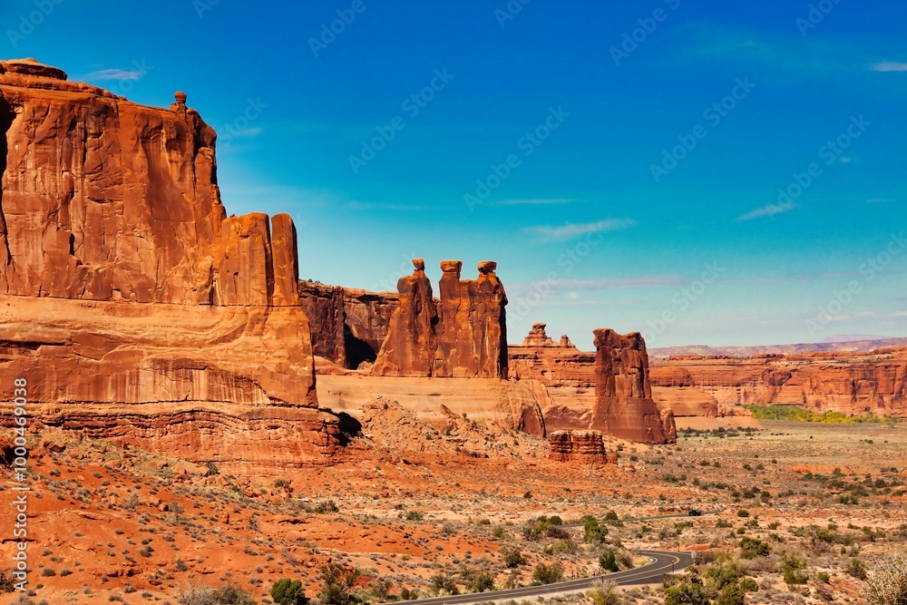 Fall at The Three Gossips in Arches National Park in Utah. Fall at The Three Gossips in Arches National Park in Utah.
