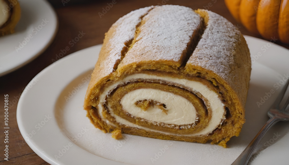 pumpkin roll dessert on a plate pumpkin roll dessert on a plate