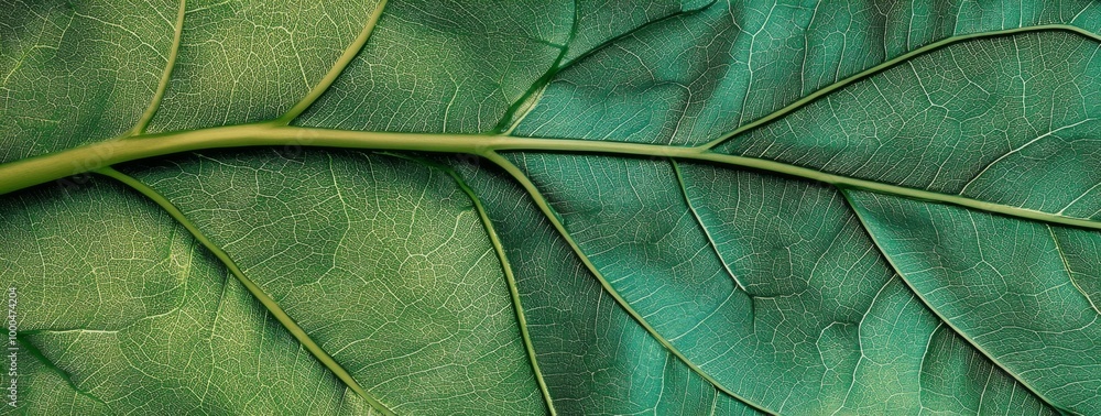 Close-up of emerald green leaf veins, representing eco-friendly practices and environmental awareness, ideal for sustainable marketing designs.