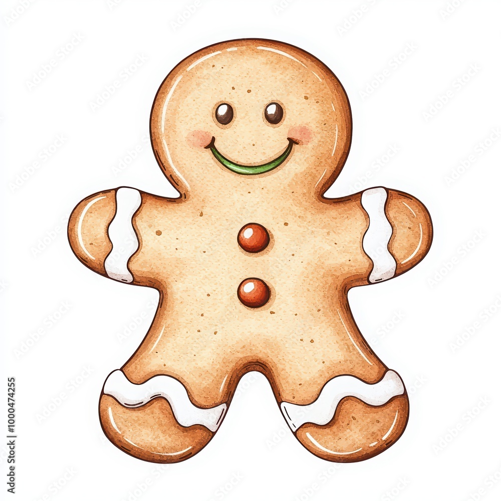 Gingerbread man cookie character, white isolate background Gingerbread man cookie character, white isolate background