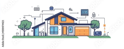 A modern home illustration showcasing smart technology integration for a connected living experience.