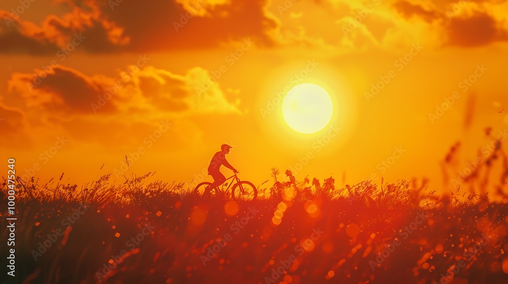 person riding a bicycle at sunset with great sunset person riding a bicycle at sunset with great sunset