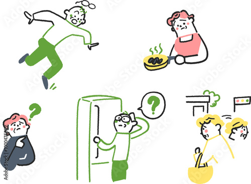 認知症の症状と疑い　セットのストックイラスト素材
