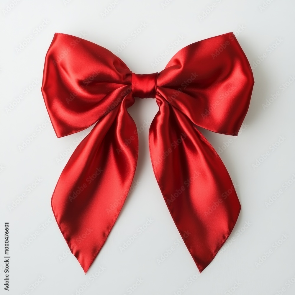 Elegant red satin bow on a plain white background for decoration and gift wrapping Elegant red satin bow on a plain white background for decoration and gift wrapping