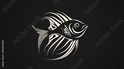 A sleek and modern black fish logo design, showcasing elegant lines and a minimalist style. This logo effectively captures the essence of aquatic life, making it suitable for businesses related 