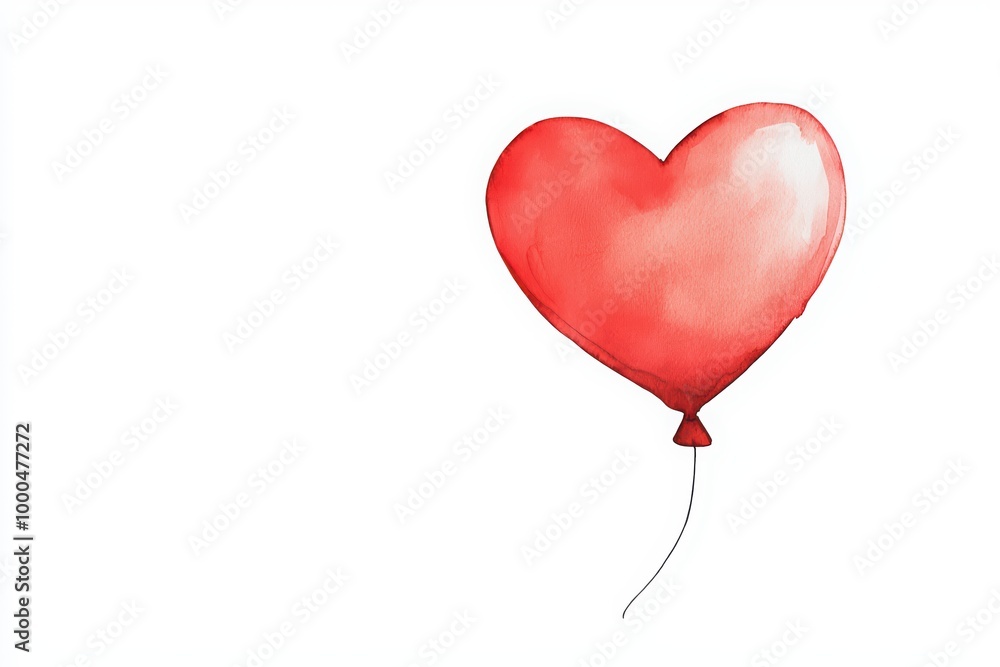 Red heart-shaped balloon floating against a white background. Red heart-shaped balloon floating against a white background.