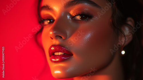 Wallpaper Mural A photo shoot of a beautiful female model with a shiny lip gloss, the photo was taken with a flash on a canon g7x Torontodigital.ca