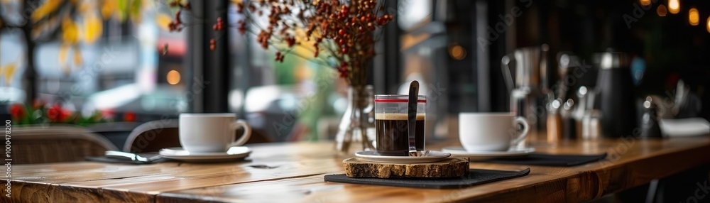 Local cafe with cozy seating, inviting and vibrant, Urban, Soft tones, Photograph, Culinary charm Local cafe with cozy seating, inviting and vibrant, Urban, Soft tones, Photograph, Culinary charm