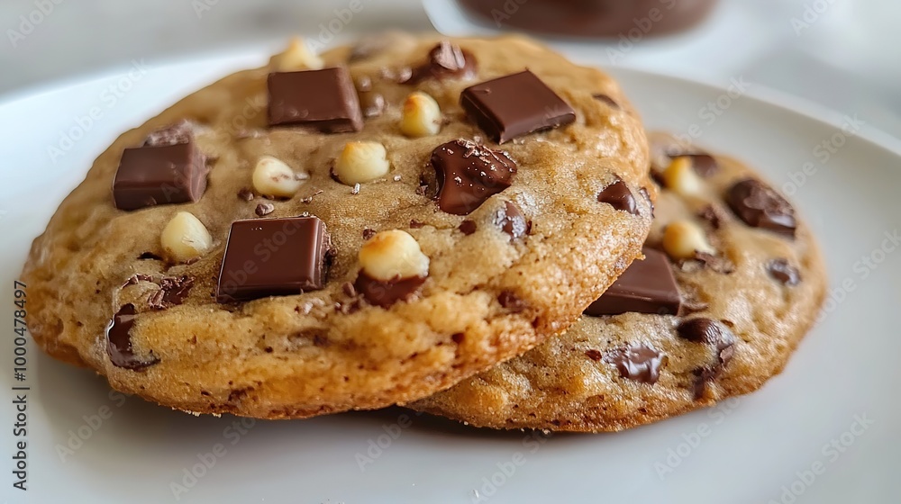 Delicious chocolate and nut spark cookies, featuring a rich chocolate base studded with crunchy nuts. These cookies are beautifully arranged on a vibrant plate, showcasing their texture Delicious chocolate and nut spark cookies, featuring a rich chocolate base studded with crunchy nuts. These cookies are beautifully arranged on a vibrant plate, showcasing their texture