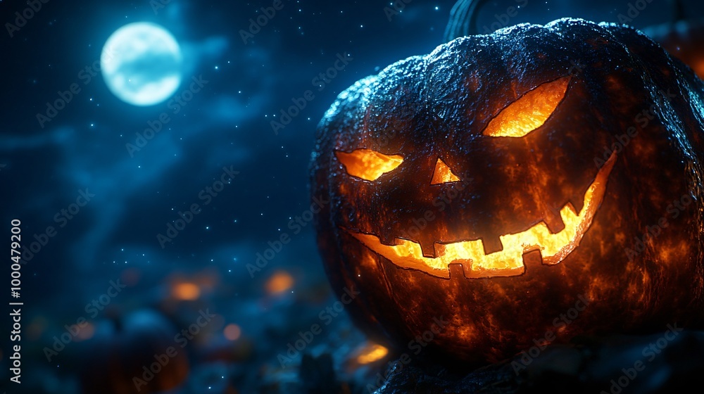 scary pumpkin face at night scary pumpkin face at night