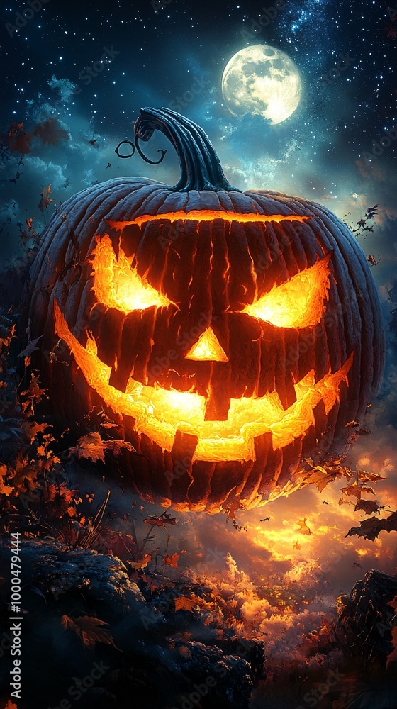 scary pumpkin face at night scary pumpkin face at night