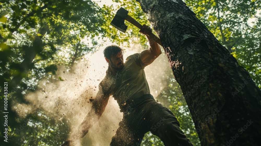 Obraz premium Woodchopper in Action