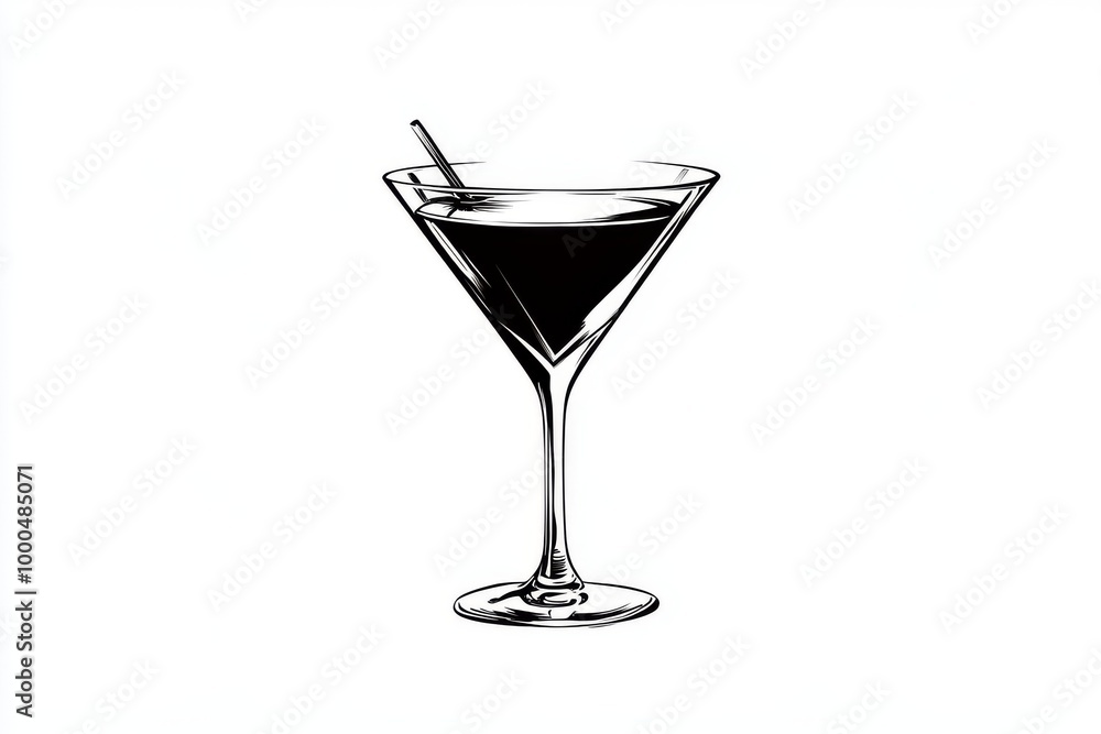 Elegant black martini in a sleek modern glass set against a minimalist white background evoking mystery and sophistication Elegant black martini in a sleek modern glass set against a minimalist white background evoking mystery and sophistication
