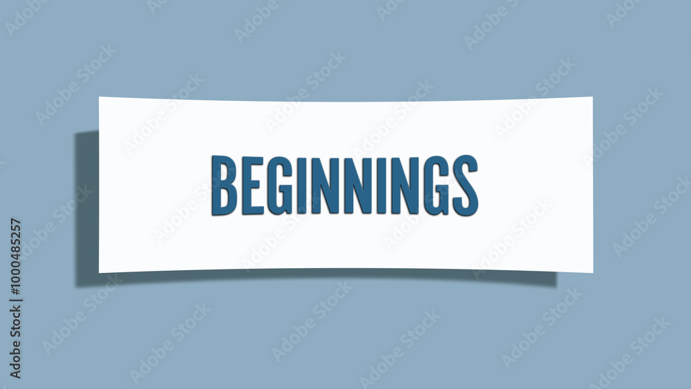 Beginnings. A card isolated on blue background. Beginnings. A card isolated on blue background.
