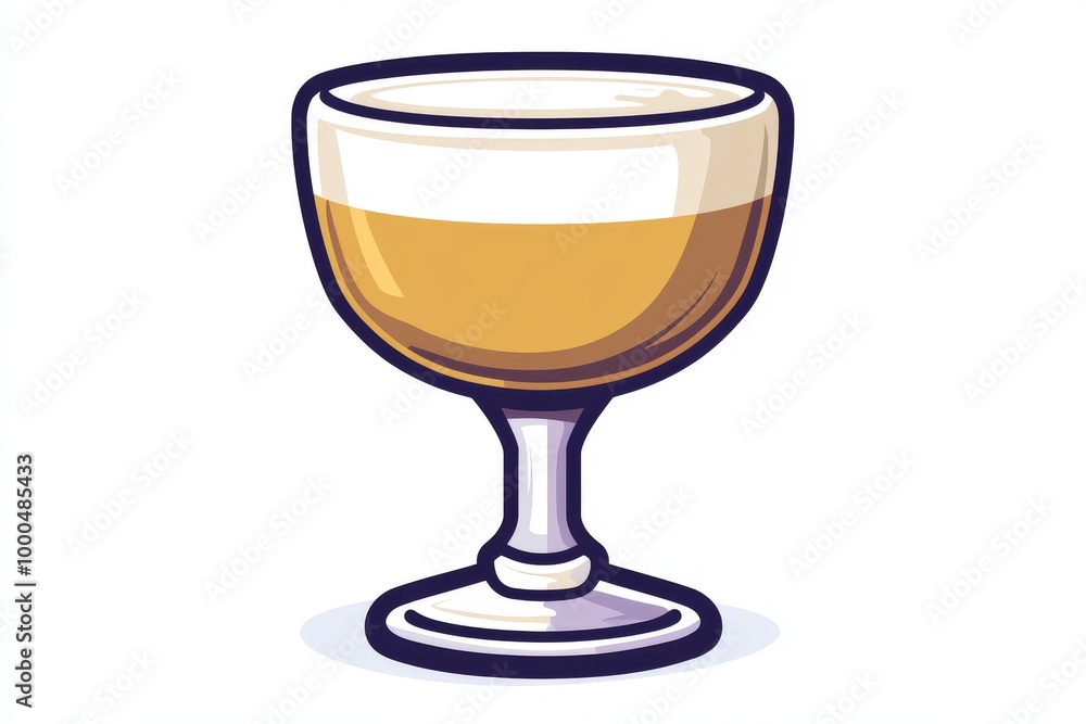 Simple line drawing of a classic coupe glass filled with a layered cocktail featuring clean bold lines and a modern minimalist design Simple line drawing of a classic coupe glass filled with a layered cocktail featuring clean bold lines and a modern minimalist design