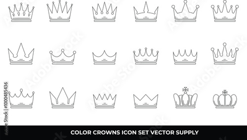 Eighteen Line crown icons, royalty, power, leadership.