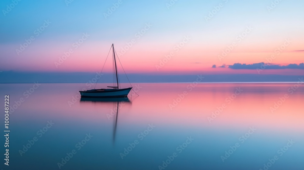 Tranquil Sailboat at Dusk Tranquil Sailboat at Dusk