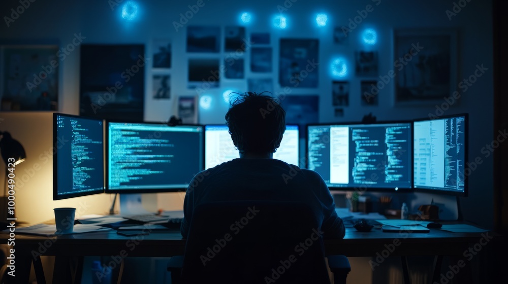 Tech Workspace at Night Tech Workspace at Night