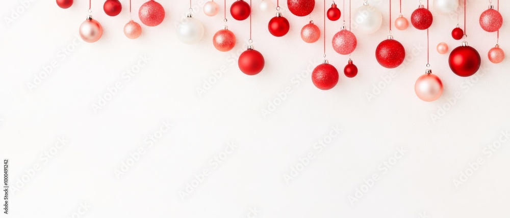 Red Christmas ornaments hanging from a pine branch with lights in the background. A classic holiday scene filled with festive warmth. Red Christmas ornaments hanging from a pine branch with lights in the background. A classic holiday scene filled with festive warmth.