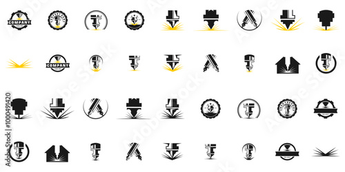  laser cutting vector logo design,icon,editable laser cutting symbol,laser cutting illustration