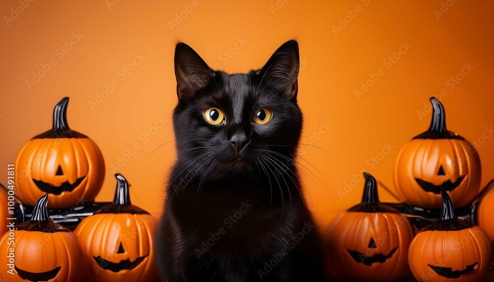 halloween cat and pumpkin halloween cat and pumpkin