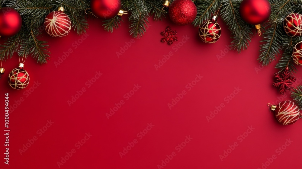 Red Christmas ornaments hanging from a pine branch with lights in the background. A classic holiday scene filled with festive warmth. Red Christmas ornaments hanging from a pine branch with lights in the background. A classic holiday scene filled with festive warmth.