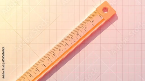 Orange Ruler on Grid Background photo