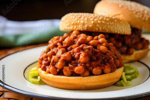 BBQ Chickpea Sloppy Joes Served on Sesame Buns - Plant-Based Vegan Comfort Food for Kids and Family Meals