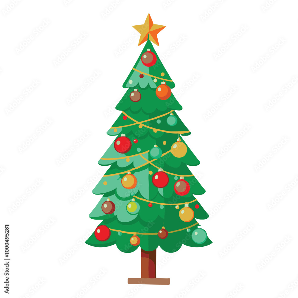 Vector clipart of a Christmas tree with lighting decorations Vector clipart of a Christmas tree with lighting decorations