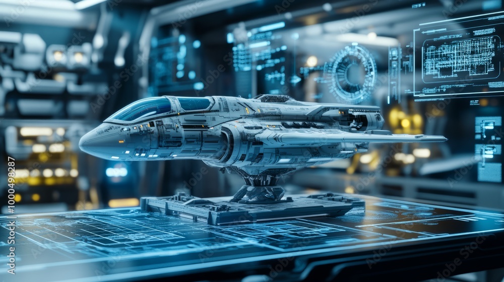Futuristic Spaceship Model Display Futuristic Spaceship Model Display