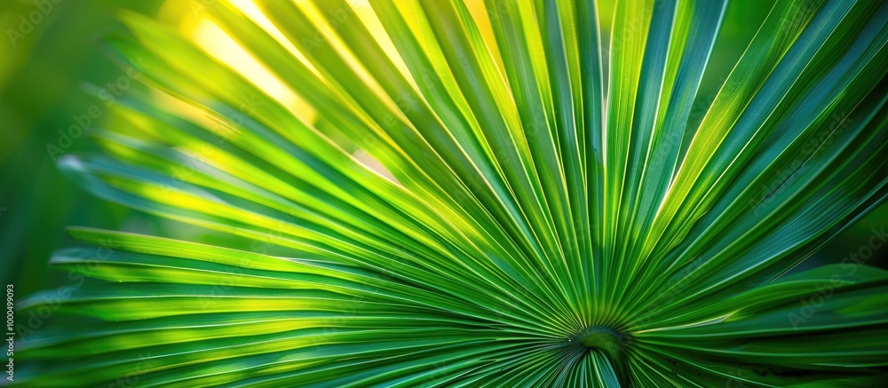 Fototapeta premium Abstract Tropical Nature Artistic Macro Of Green Palm Tree Leaf