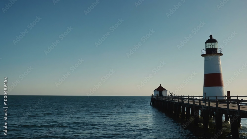 secluded lighthouse at the end of a pier background secluded lighthouse at the end of a pier background
