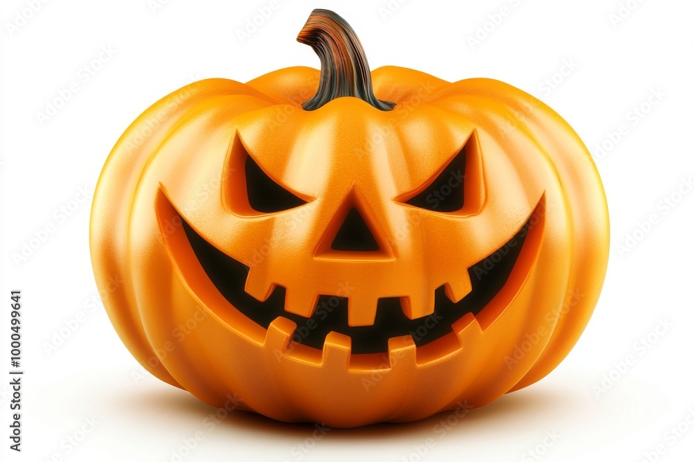 Grinning jack o lantern with sharp teeth and glowing eyes set against a minimalist white background creating a bold and striking Halloween decoration Grinning jack o lantern with sharp teeth and glowing eyes set against a minimalist white background creating a bold and striking Halloween decoration