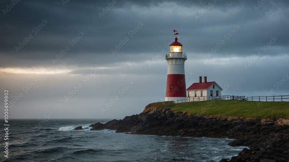 foggy lighthouse with dramatic skies background foggy lighthouse with dramatic skies background