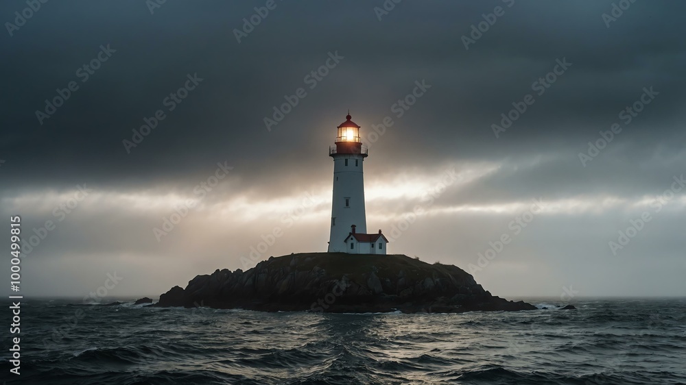 foggy lighthouse with dramatic skies background foggy lighthouse with dramatic skies background