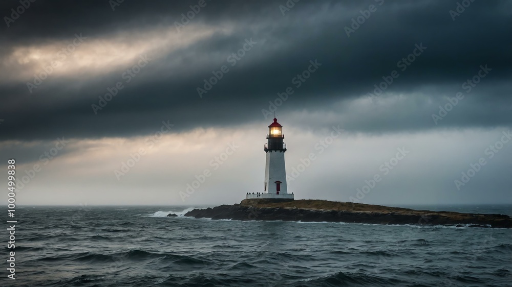 foggy lighthouse with dramatic skies background foggy lighthouse with dramatic skies background