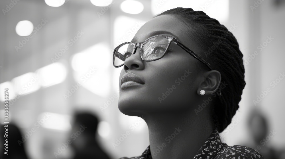 Thoughtful Woman in Glasses